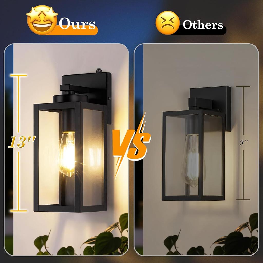 BesLowe Upgraded Dusk To Dawn Outdoor Wall Lights, Matte Black, 2-Pack
