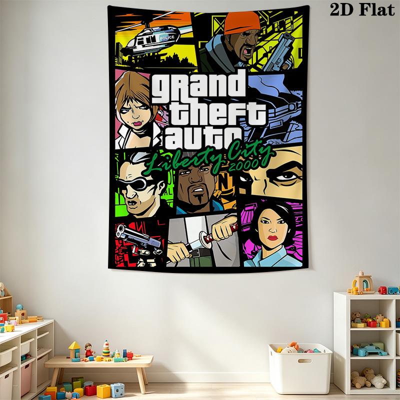 GTA Pattern Home Decor Tapestry, Wall Hanging, Decorative RV Wall Cloth.MGT0918544