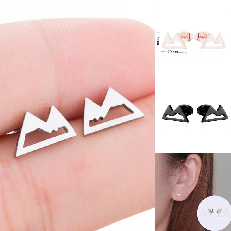 European & American Hollow Snow Mountain Stainless Steel Ear Cartilage Stud Earrings