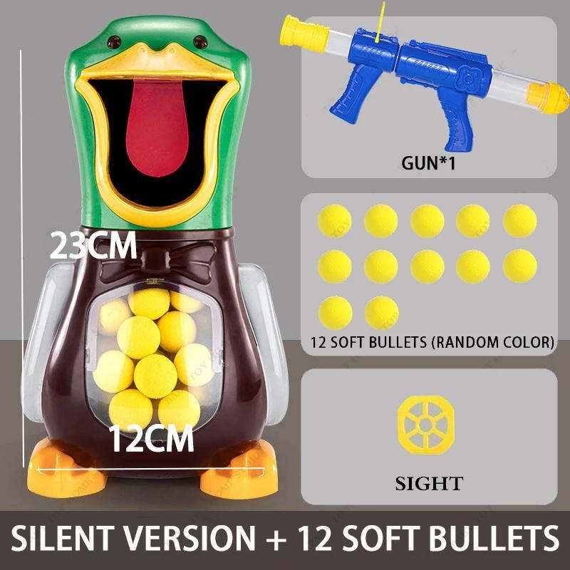 Air-Powered Shooting Duck Toys Soft Bullet Battle Games Hungry Duck Foam Balls Electronic Target Practice Toys With Light Sound