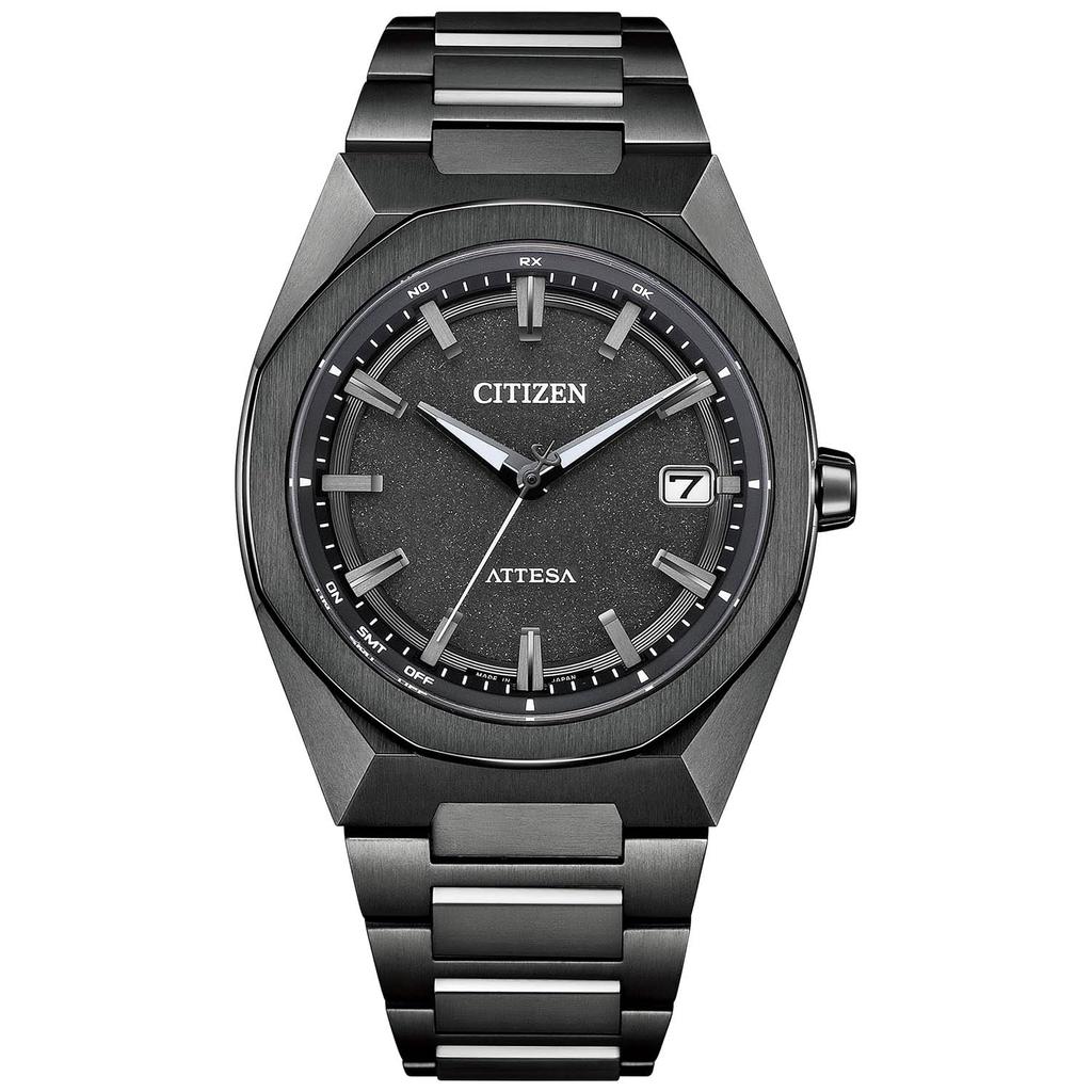 Atessa Light Powered Eco Drive Rádiové hodinky Vodotěsné černé Osmihranný rámeček Černá Titanová řada Černá [Citizen] CB3045-61E pánské