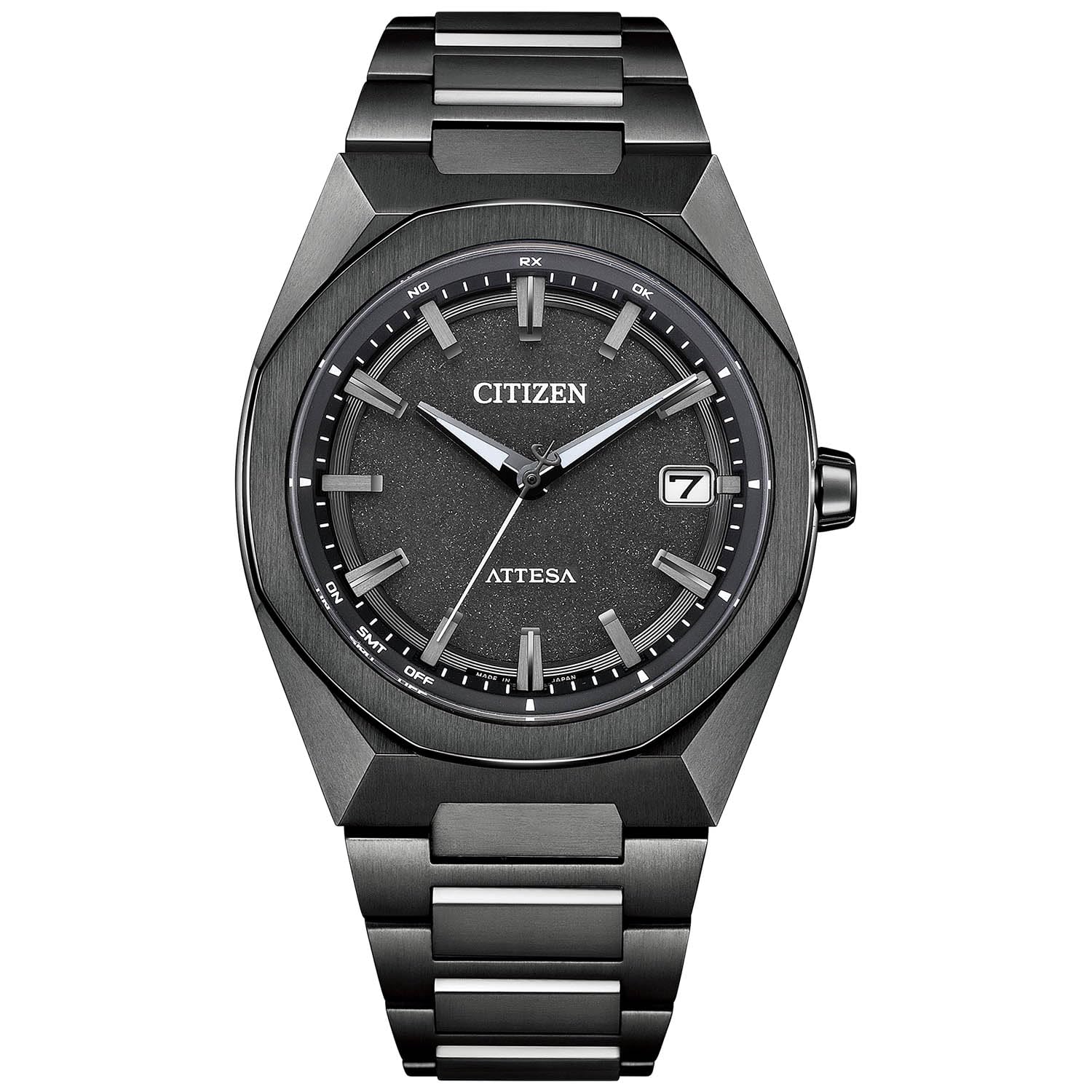 

Радіогодинник Atessa Light Powered Eco Drive Водонепроникний чорний восьмикутний безель Black Titanium Series Black [Citizen] CB3045-61E для чоловіків