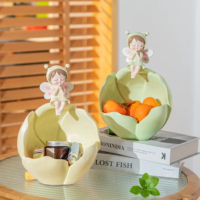 Kreatywna żywiczna statuetka dziewczyny taca do przechowywania salon szafka pod telewizor sypialnia stół jadalny klucze przekąski przechowywanie akcesoria dekoracyjne