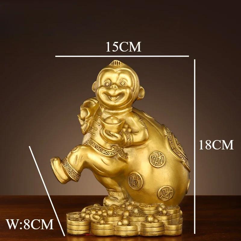 1pc Chinese Style Metal Monkey Ornament Zodiac Monkey Ornament Living Room Home Decor Housewarming Gift Feng Shui Accessories