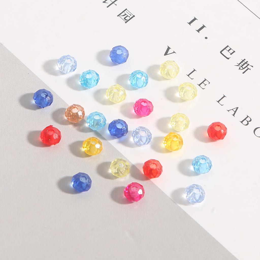 500G Faceted Acrylic Beads Colorful Transparent Wheel Loose Spacer Beads for Jewelry Making DIY Accessories