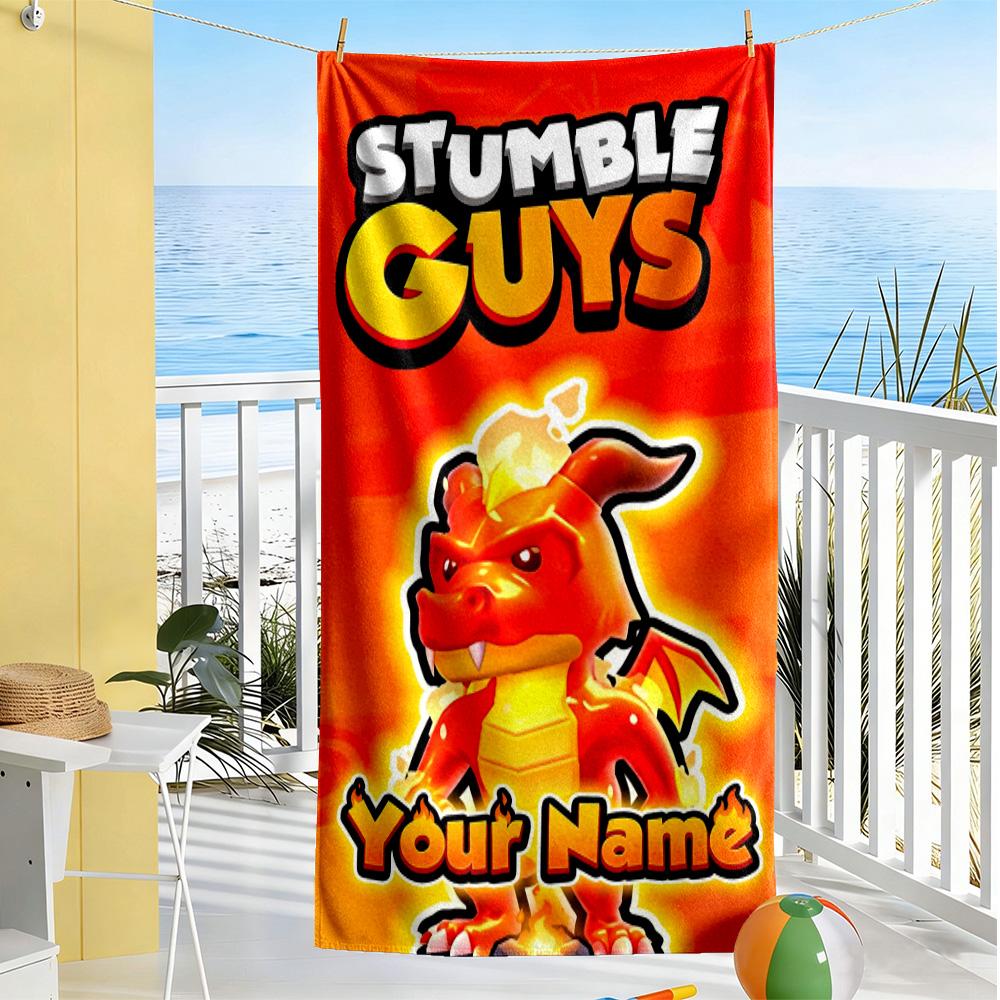 Stumble Guys Customize Your Name Beach Towel Super Soft & Absorbent Suitable for Swimming Gym Camping Yoga Vacation