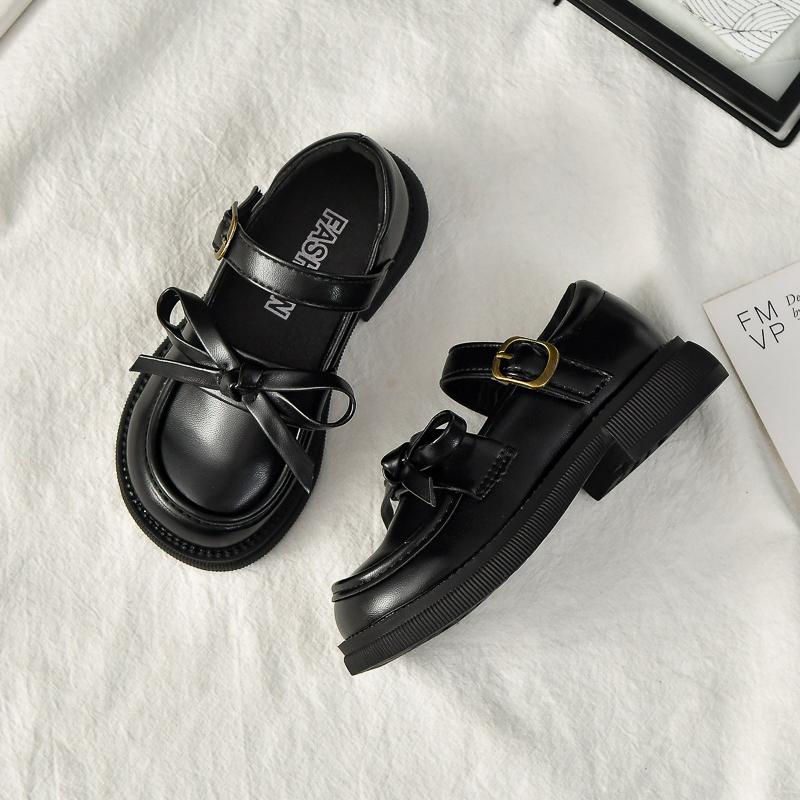 

Kids Leather Shoes for Girls New Autumn Toddler Dress Shoes with Cute Bow Non-slip Princess Kids School Mary Jane Flats 28 чорний