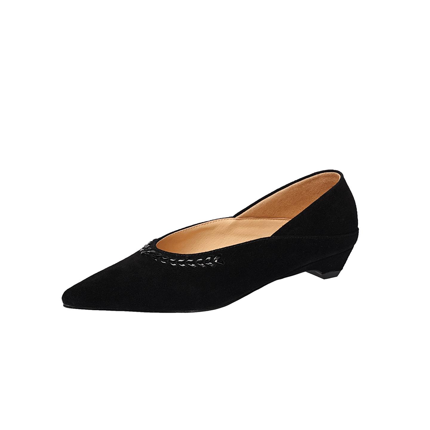 

Krazing Pot Suede Pointed Toe Low Heels Summer Shoes Big Size 41 Women Modern Pumps 34 чёрный
