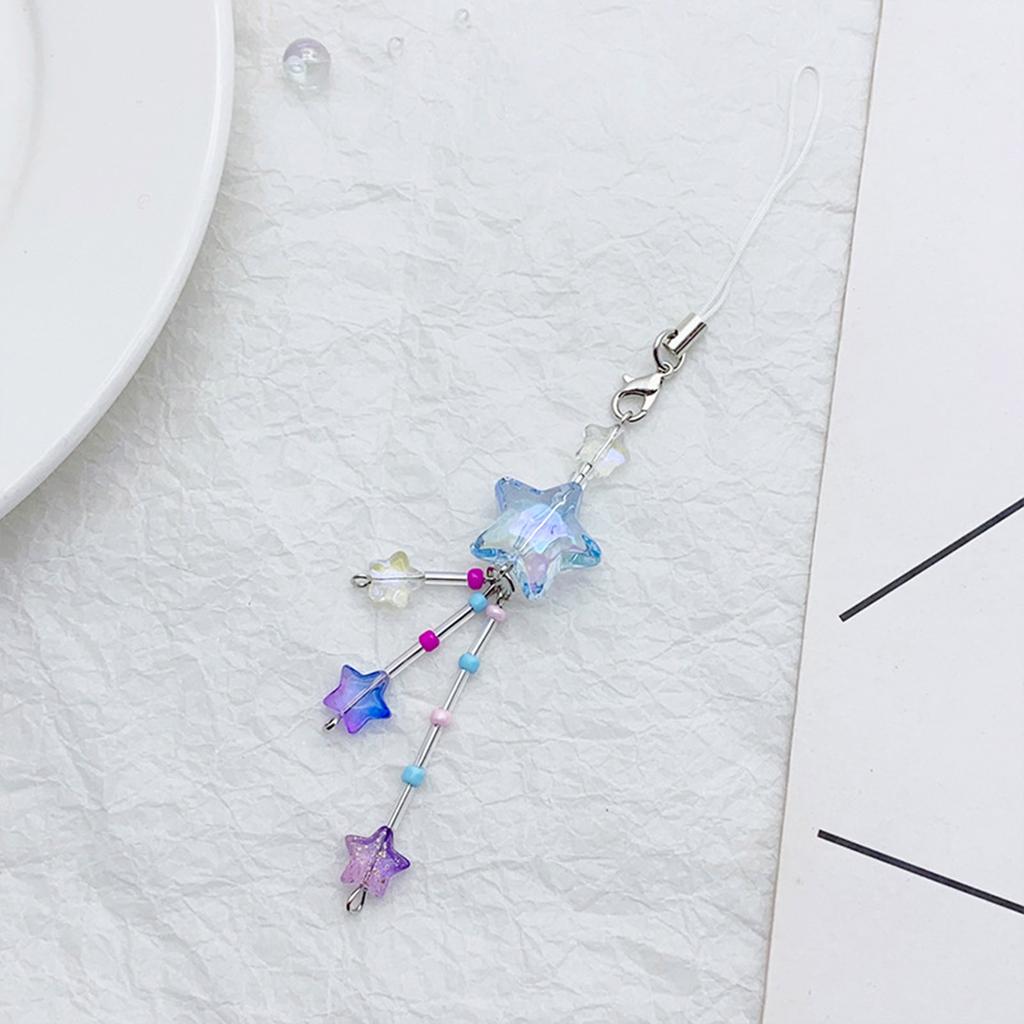 Sweet Bowknot Phone Charm Star Butterfly Pendant Keychain for Bag Accessory Phone Strap Lanyard Beaded Key Chain Jewelry