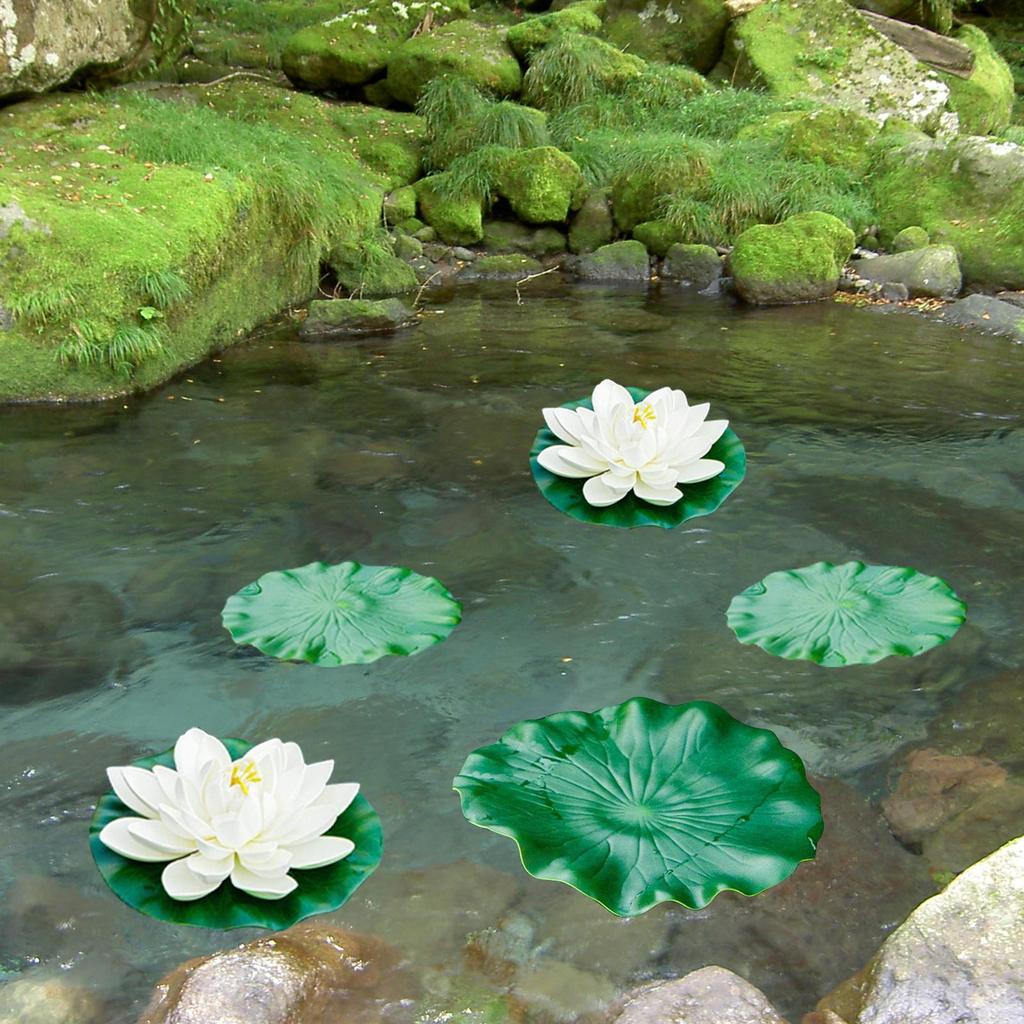 Floating Flowers Artificial Realistic Fake Water Lily Pool Decorations For Rain Backyard Lake Centerpieces Valley Meditation