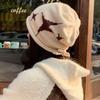 Woman Loose Beanie Hat Casual Drawstring Design Pile Hat Female Streetwear Outdoor Fashion Winter Knitted Hat