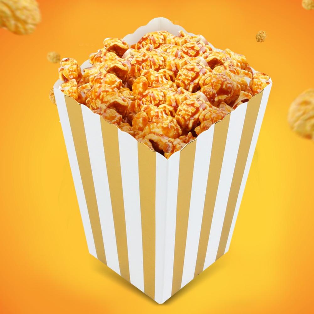 60pcs Paper Popcorn Boxes Gold Snack Containers Practical Treat Boxes Wedding Favors