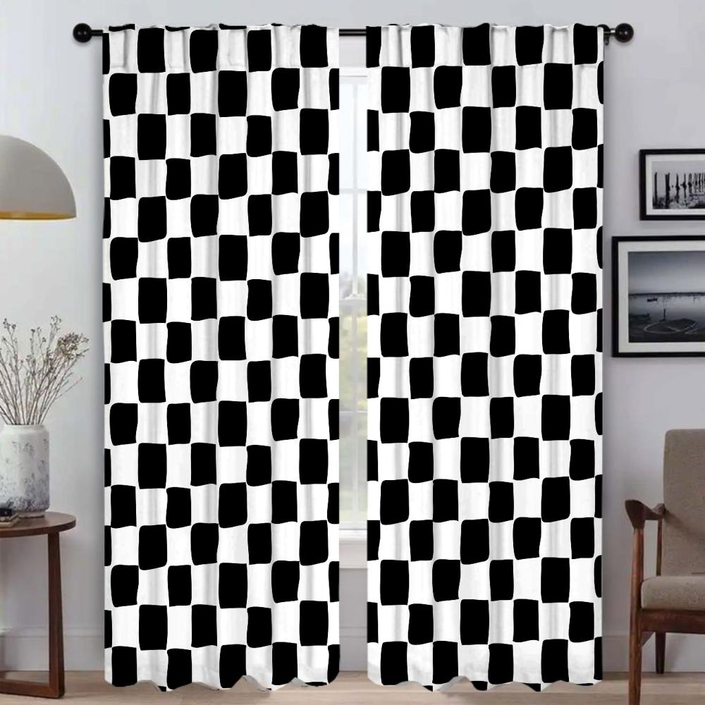 Black White Kitchen Curtains Living Room Curtain Halloween Decoration Partition Blinds Shades Home Interior Made Of Polyester Great Decor