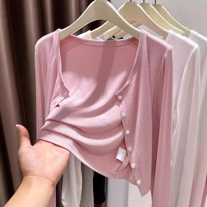 Women's Pink Modal Sleeveless Summer Cardigan - Ice Silk Knitted Shawl for Sun Protection and Air-Conditioned Rooms.