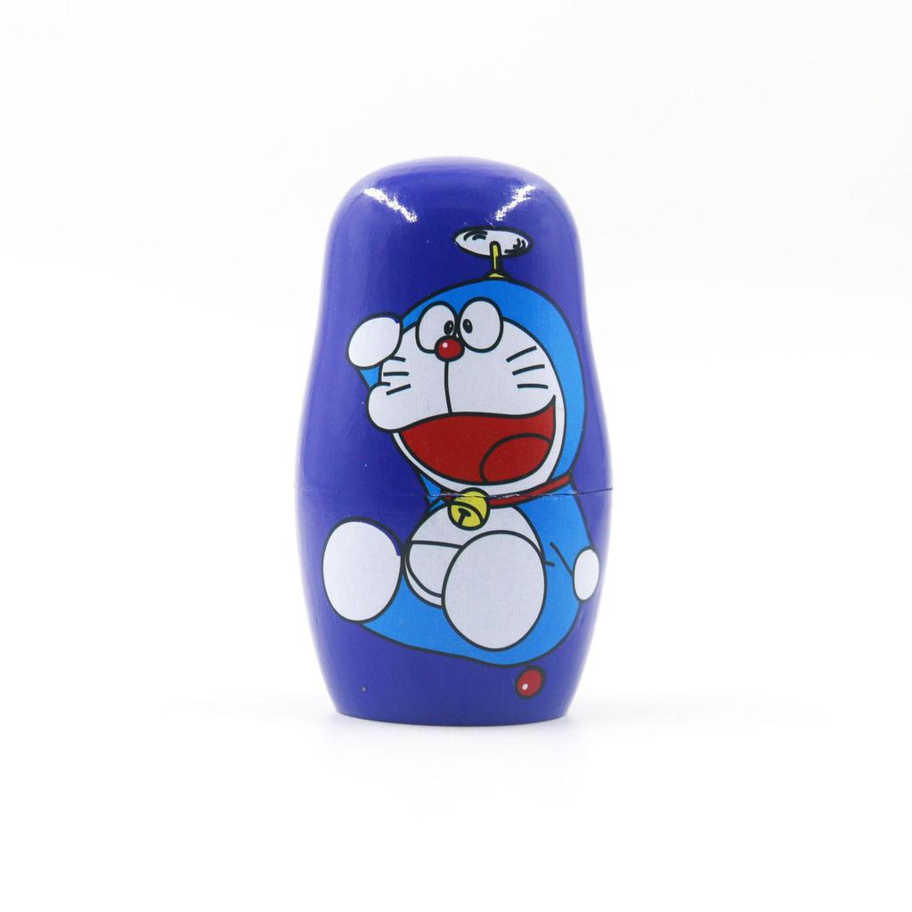 Russian Nesting Dolls: Five-Layer High-Quality Wooden Doraemon Animal Educational Toy for Kids