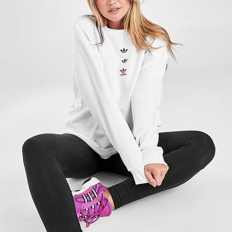 adidas Oryginalny Kolorowe Logo Bluza z Okrągłym Dekoltem Damska bluza Biały GL4291