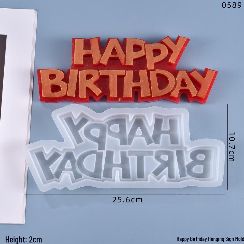 Poppy DIY Crystal Resin Alphabet Mold for Happy Birthday Pendant Silicone Mold