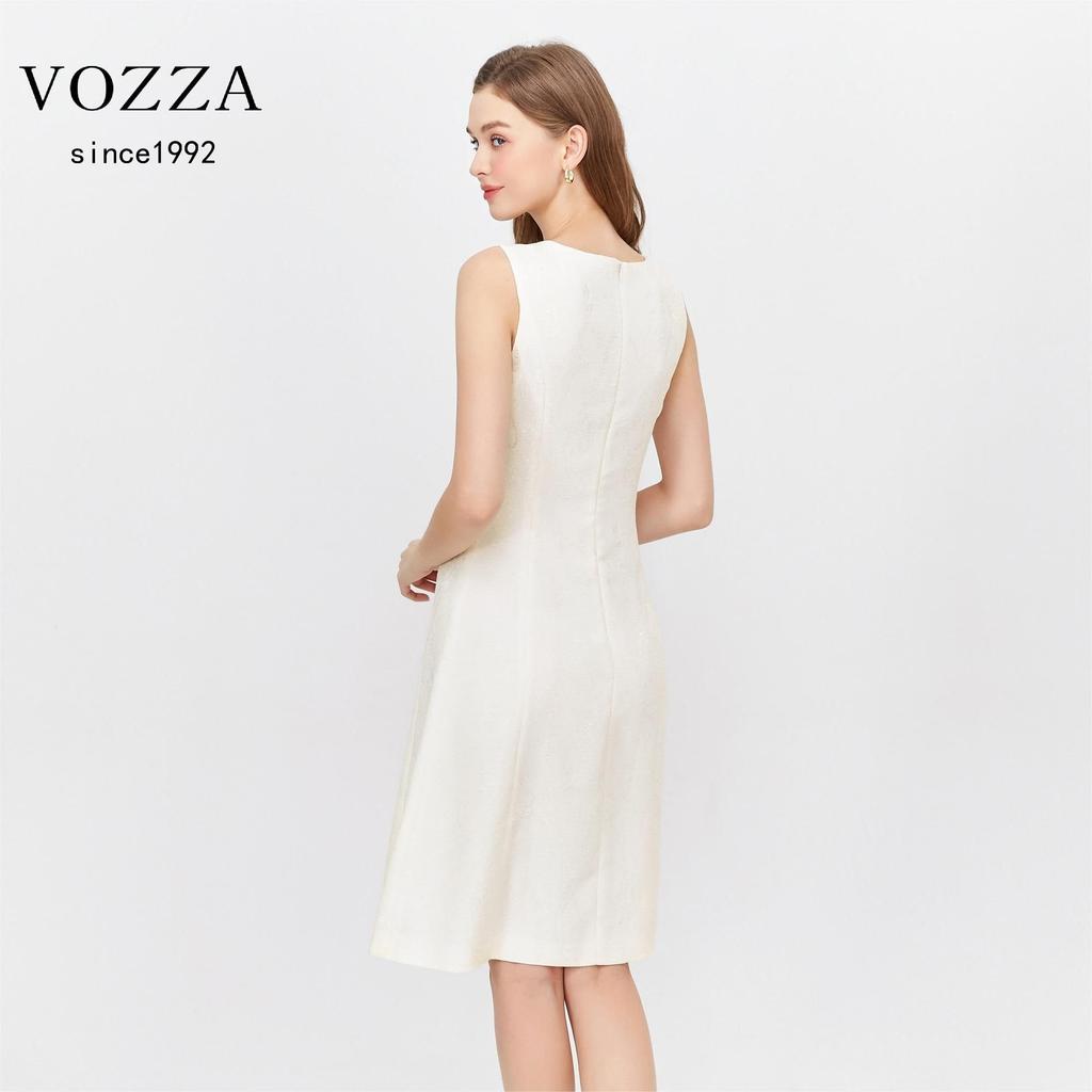 VOZZA Ärmelloses ausgestelltes Tanktop Rundhalsausschnitt Perfekt für und Herbst Damenkleid, A-Linie, Ausschnitt, Knielang, Gefüttert, Ausschnitt, Knielang, Frühling, Sommer, (Für dich