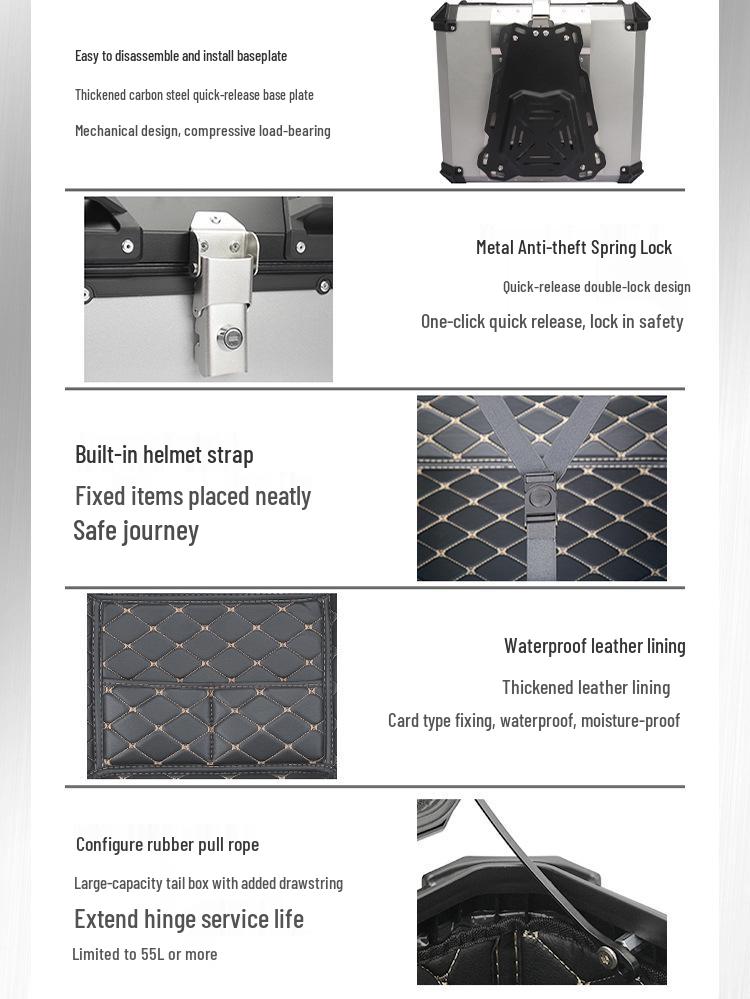 45L/100L Large Capacity Aluminum Alloy Electric Vehicle Tail Box for Motorcycles & Electric Bicycles