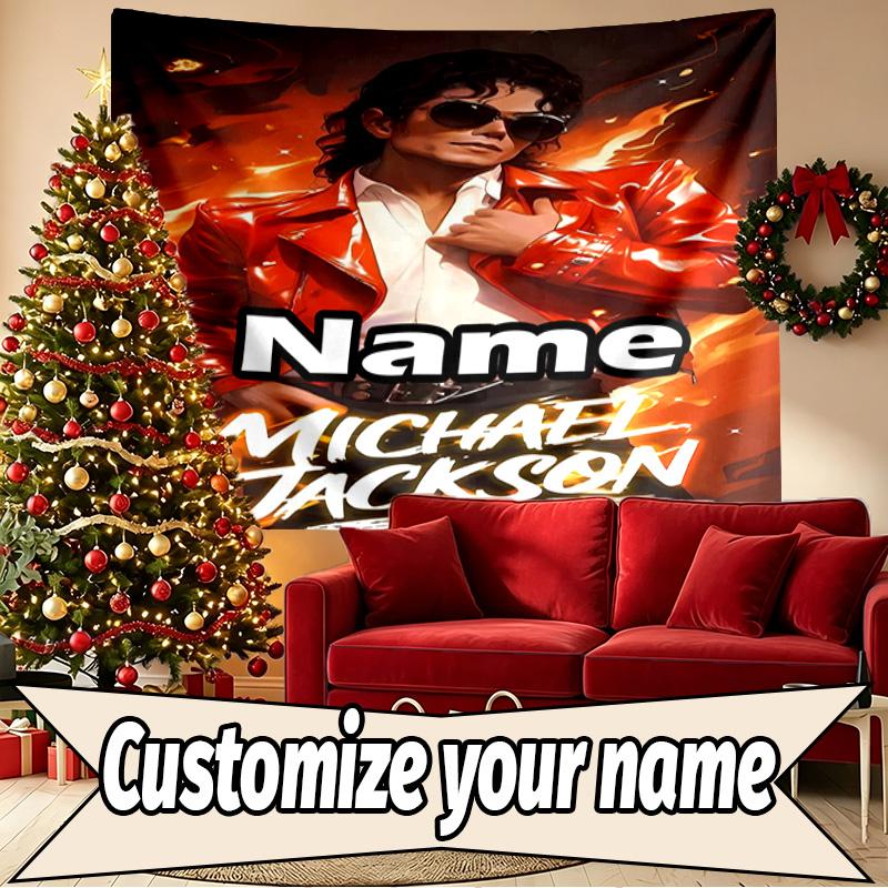 Custom Name Personalized Michael Jackson Print Tapestry, Wall Art Decor, Bedroom, Dorm, Apartment, LivingRoom, Party Backdrop, Gift for Birthday