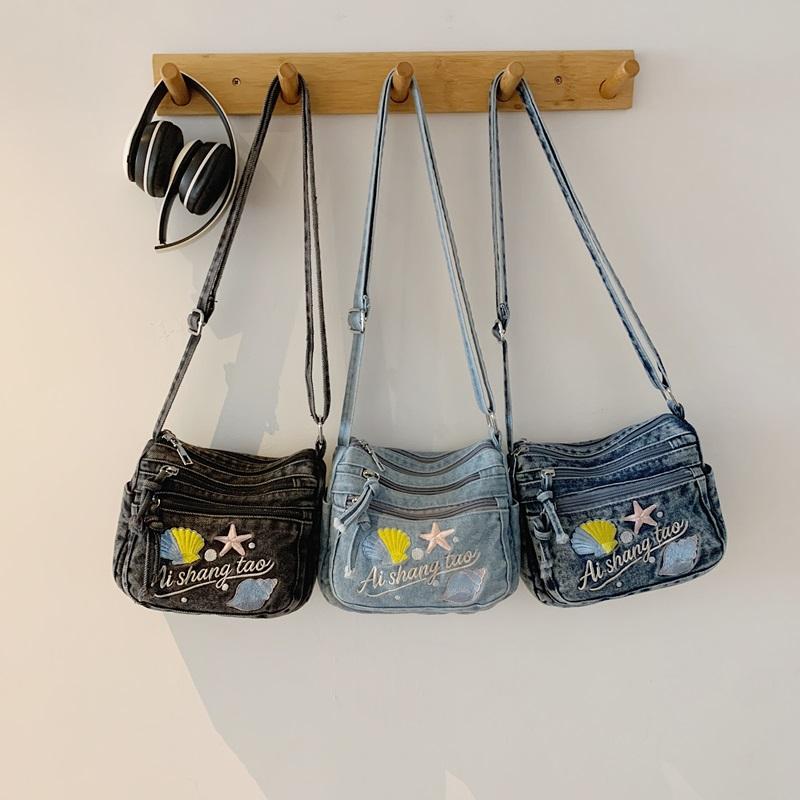 Bestickte Handytasche Jeans-Tasche Damen Umhängetasche
