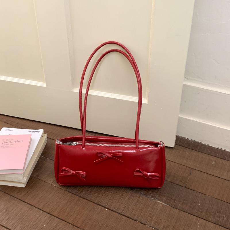 

Модная Сумка-кроссбоди для Поездок на Работу с Деталью-бантом, Сумка на Одно Плечо, Маленькая и Эксклюзивная по Текстуре, Повседневная Сумка красный