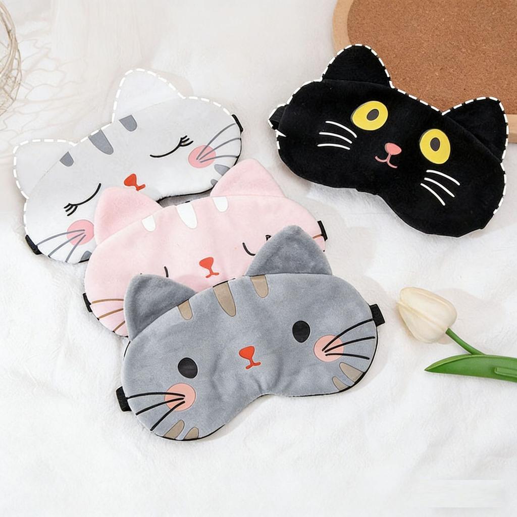 Plush Cartoon Cat Iron-on Cold Hot Compress Sleep Eye Mask Children's Universal Winter Home Outdoor Light Blocking