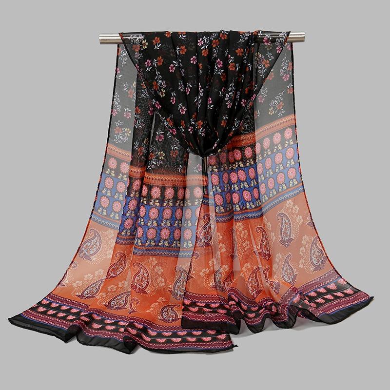 Indian style new chiffon breathable thin small silk scarf popular women spring and autumn scarf sunscreen yarn