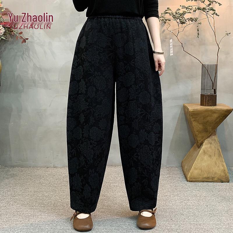 

YUZHAOLIN Women s Cotton Linen Jacquard Harem Pants 3X1