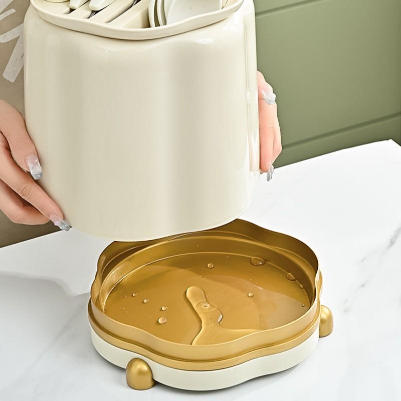 Messerhalter Organizer Regal Rotierende Stäbchen Löffel Schere Gabeln Lagerung Abtropffläche Abnehmbarer Küchenmesserhalter Ständer