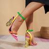 Französische einzeilige Schnallenschuhe für Damen sind im Sommer modisch, schlicht und vielseitig mit bunten High Heels und spitzen Spitzen