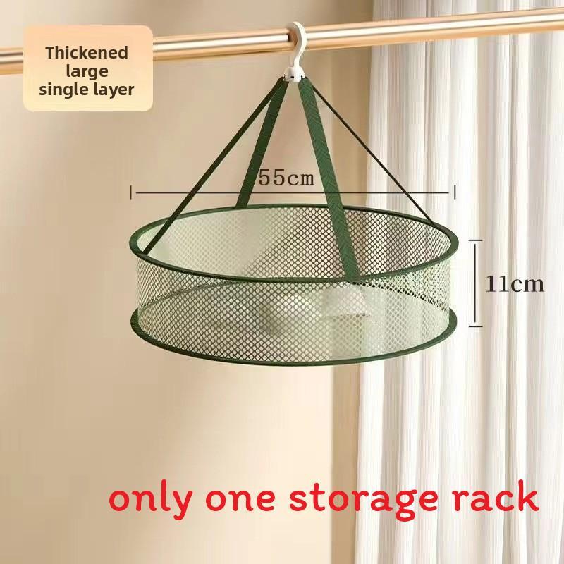 Collapsible Double Layer Clothing Drying Basket With Breathable Fabric For Home Use