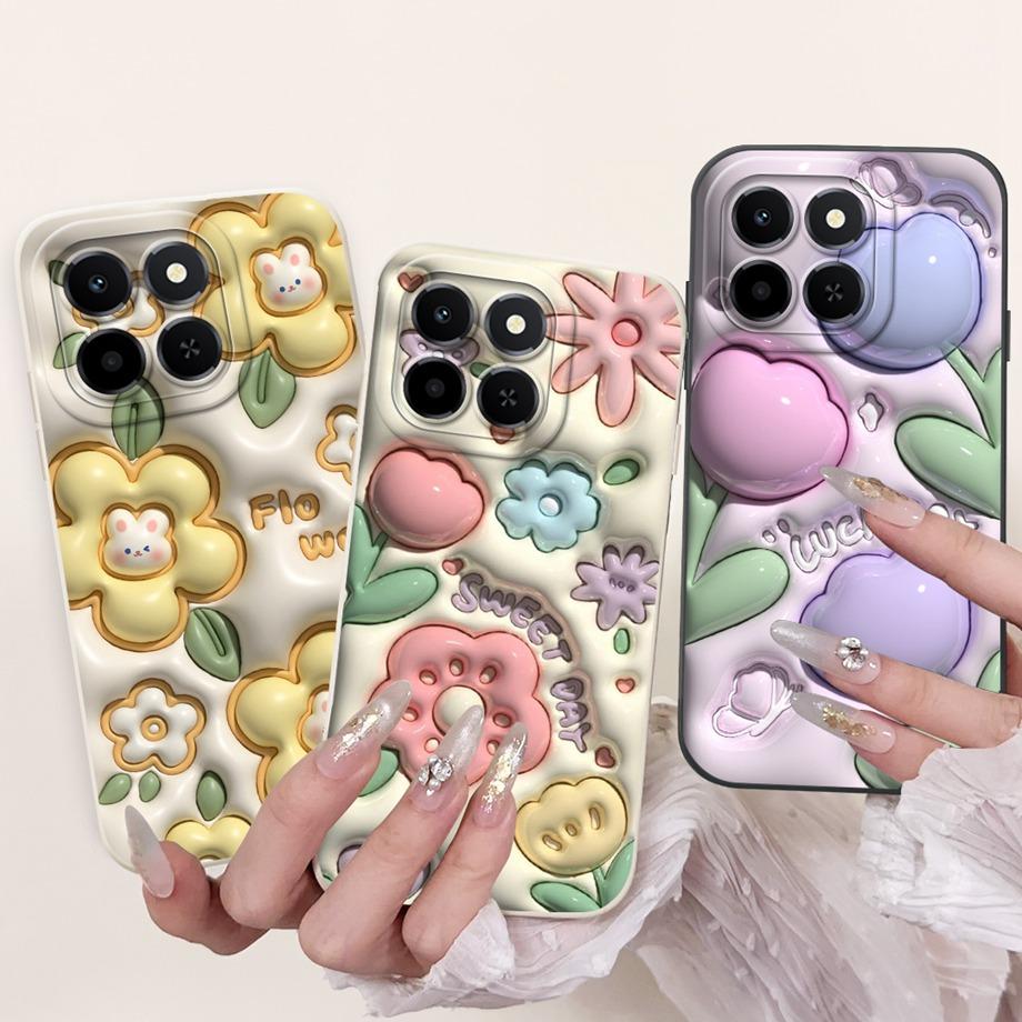 For Honor X6c Case New Fashion Cartoon Luxury Girly Painting Funda For Huawei Honor X6C X6 C X 6C Cover Matte Liquid Silicone