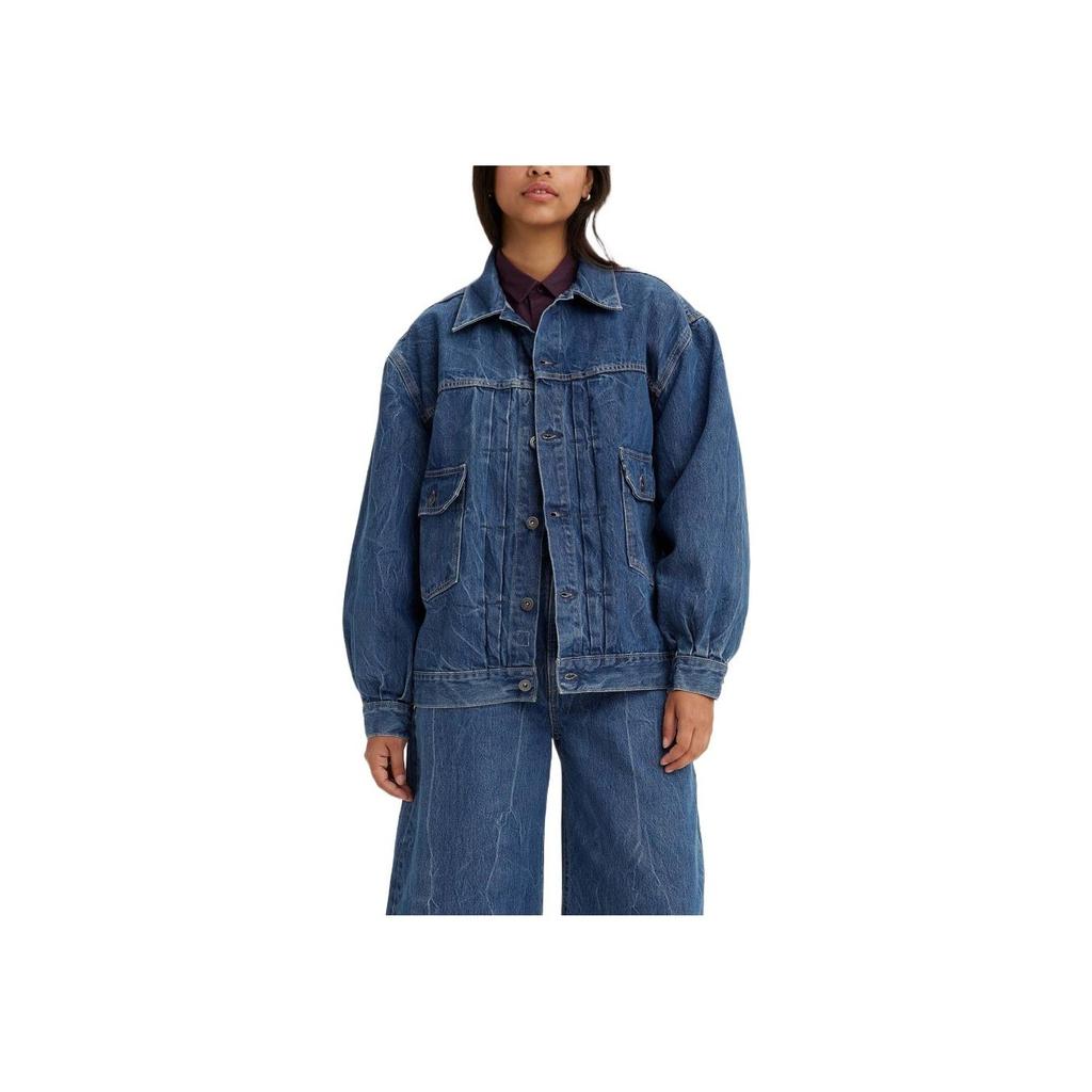 Levis Collar Pocket Long Sleeve Denim Jacket Women jackets Blue A2112-0004