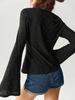 Elegant Bell Sleeve Knitwear Long Sleeve T-shirt