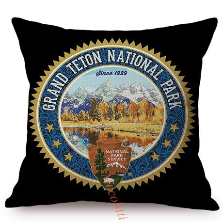 Famous National Park Vintage Poster Style Home Decoration Cushion Cover Yak Flamingo Forest Cotton Linen Sofa Chair Pillow Cases