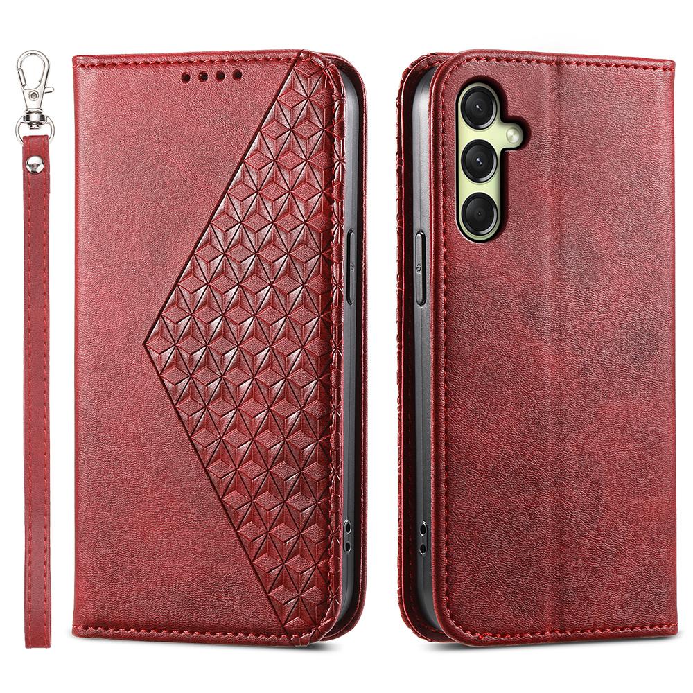 

Чохол для Samsung Galaxy A36 5G з текстурою телячої шкіри, ПУ шкіри, чохол для телефону з гаманцем Red