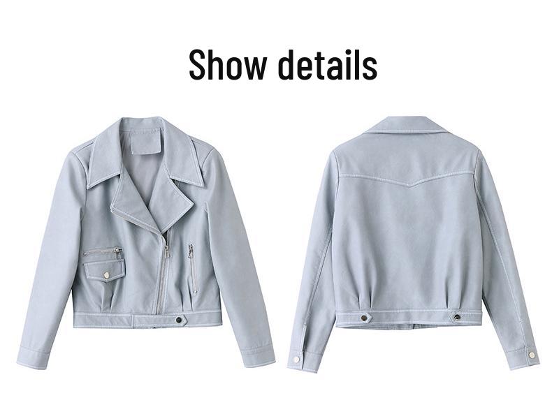 Spring 2025 Women's Slim Fit Korean Motorcycle Leather Jacket - Fashionable, Age-Reducing Casual Outerwear (ZH1176)