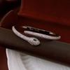 18k Gold-Plated Zircon Snake Bangle: Elegant High-End Fashion Bracelet for Women