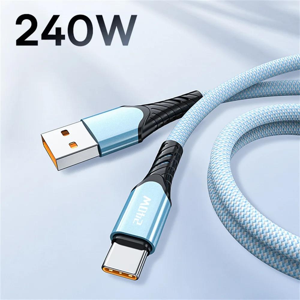 240W 5A Fast Charging USB C Cable Type C Quick Charge Data Cord for iPhone Samsung S24 Realme Xiaomi 14 Huawei OPPO OnePlus