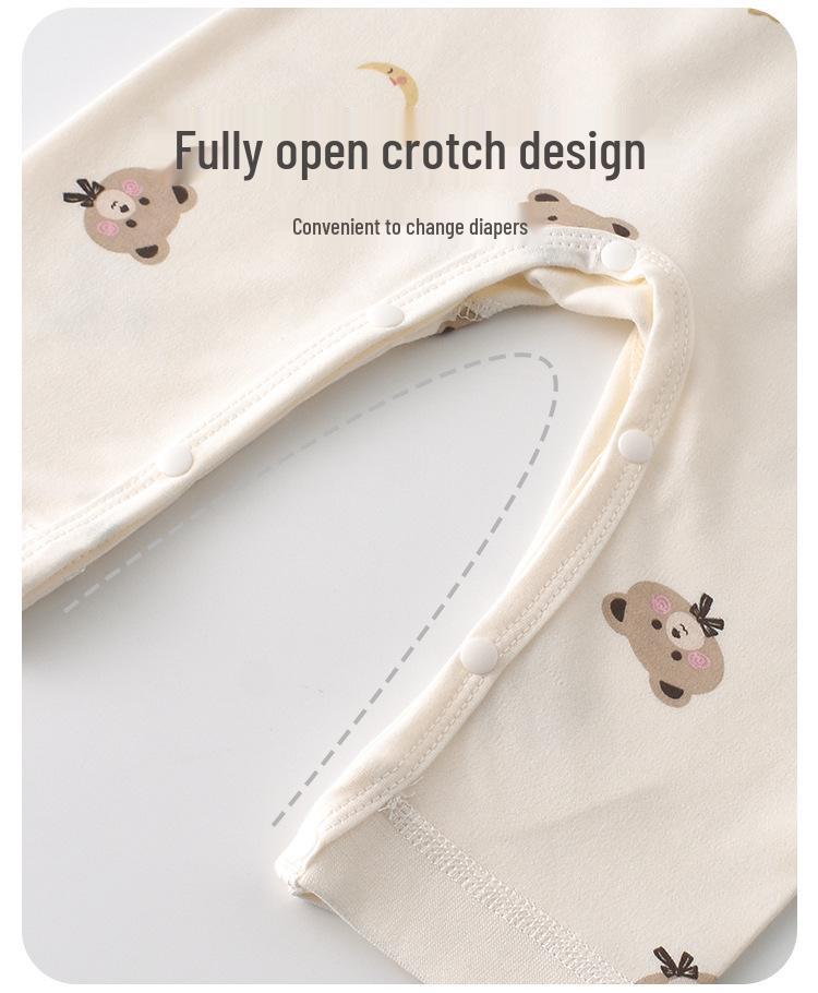 Podzimní a zimní novorozenecká pyžamová souprava z čisté bavlny s vysokým pasem chránícím bříško