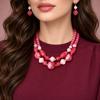 Beaded Necklace with Coordinated Drop Earrings, Double-Strand Layering, and Irregular Acrylic Beads Jewelry Set