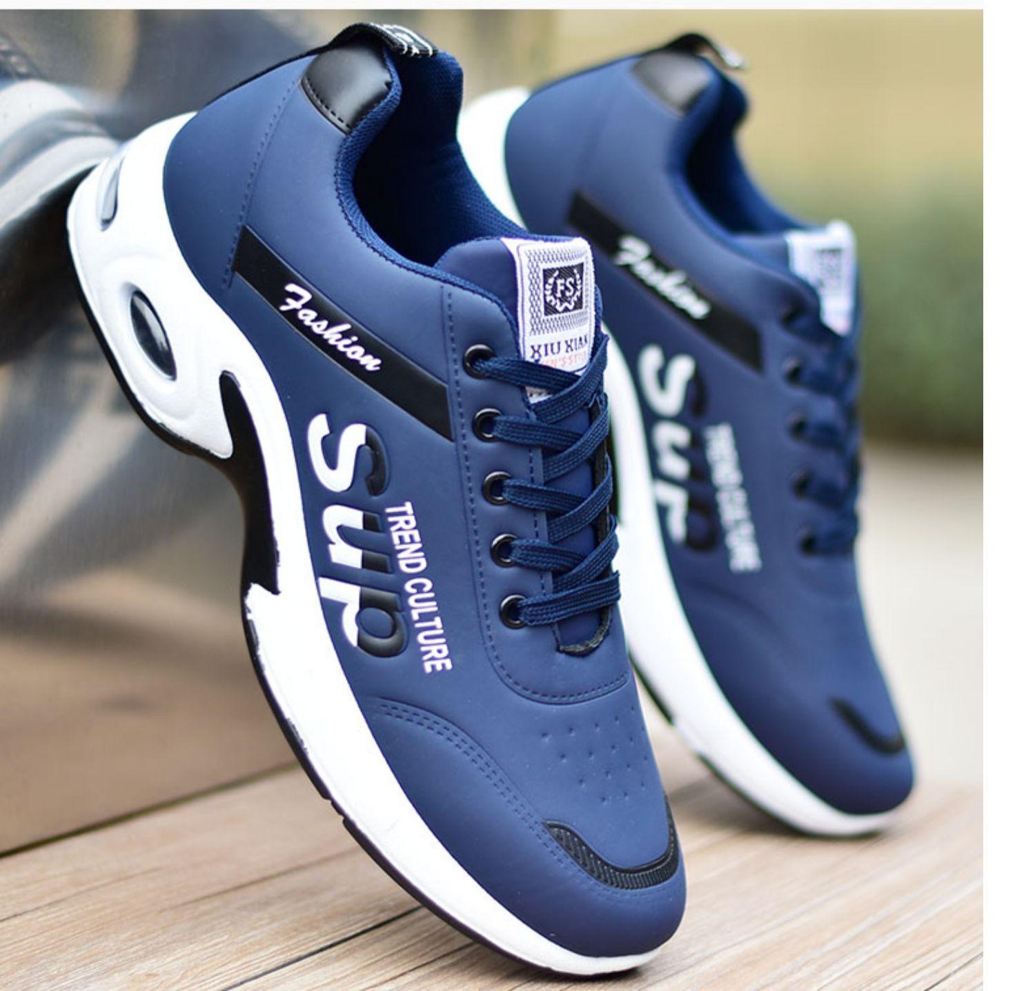 

Men s shoes spring trendy shoes 2025 new leather waterproof shoes sports shoes men s running casual shoes four seasons men s shoes 44 синій