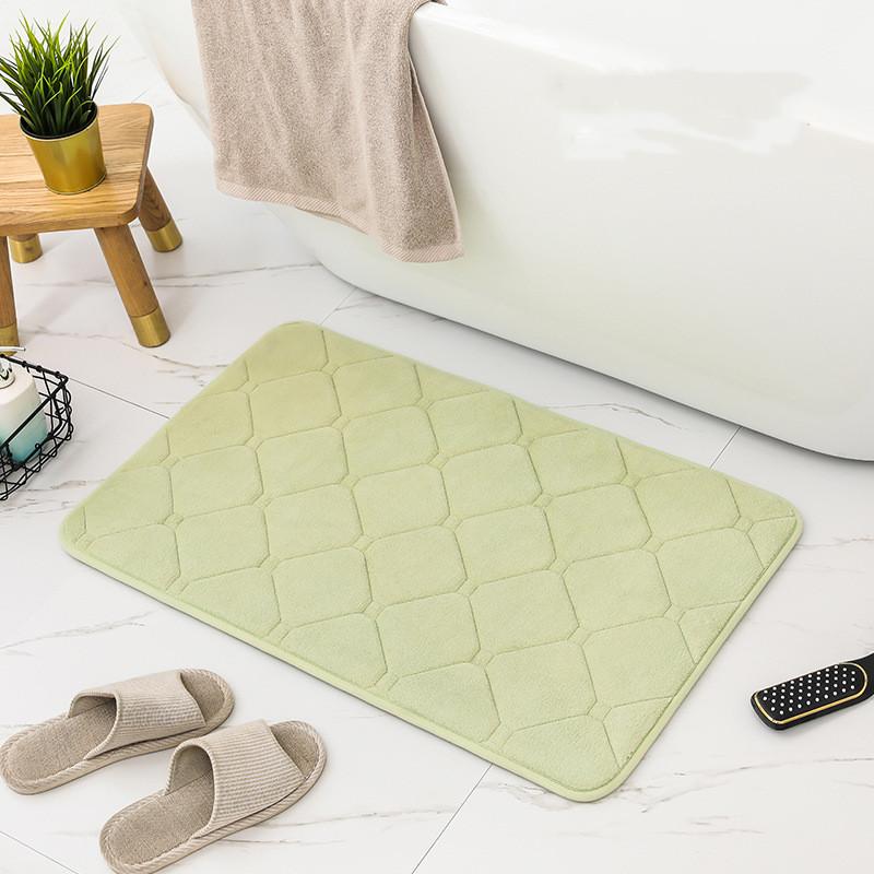 Inyahome Memory Foam Bath Mat Absorbent Bathroom Rug Bathmat Non Slip Floor Mats Kitchen Runner Restroom Living Room Blue Carpet