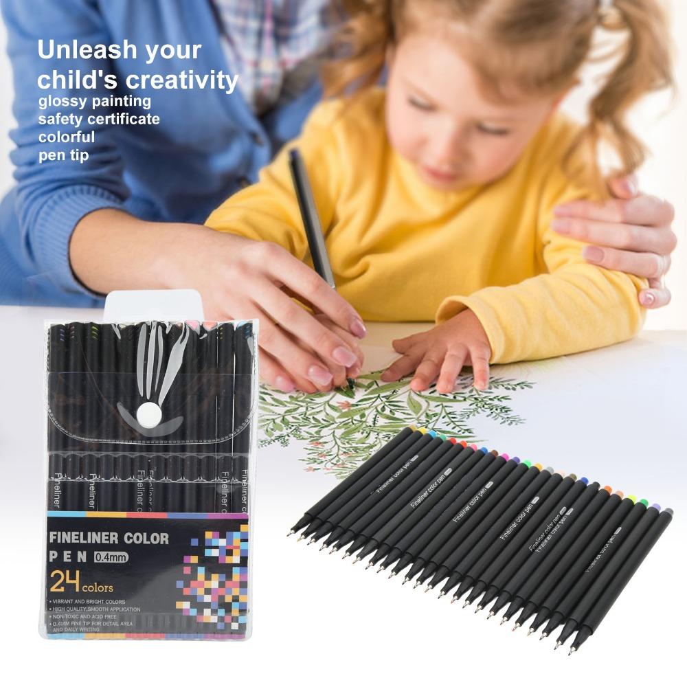 0.4mm Thin Tip Fineliner Pens 24 Colors Drawing Markers Fineliner Color Pens Set  Journaling