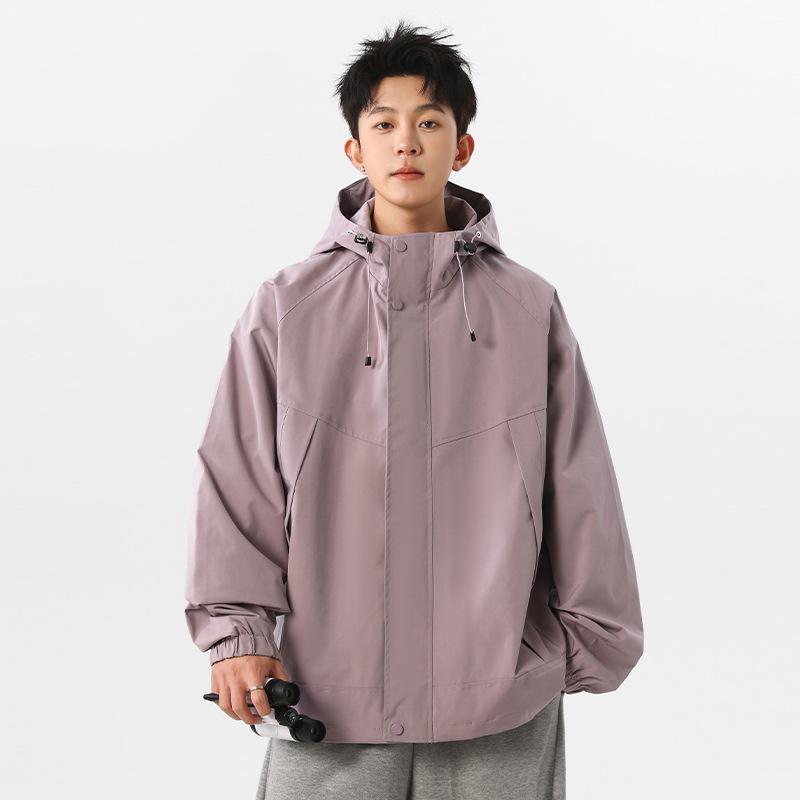 Spring and Autumn New Jacket Men's Hooded Versatile Casual Loose Jacket Solid Color Hooded Teen Jacket for Men