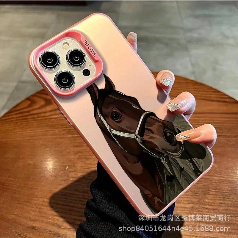 Personalized steed for Apple 15 colored silver iPhone14promax creative 13/11 matte 16 protective case 17