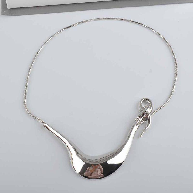 Fashion Stylish Necklace Copper Plated Gold Silver Two-Tone Classy Fashion Exaggerating Collarbone Necklace Earrings Accessories Set Women Silver Necklace