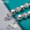 925 Sterling Silver 8mm Frosted Beaded Chain Bracelet Romantic Jewelry