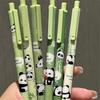6pcs Cute Panda Gel Pens - Durable Black Ink, Vibrant Green & Light Blue Barrels with Adorable Panda Designs